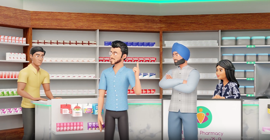 Mighty Saksham pharmacist training case study banner illustration
